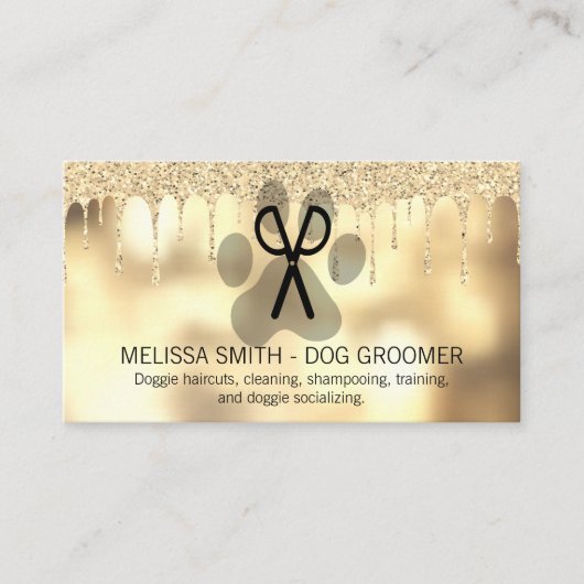 Dog Grooming | Glitter Drip Boke Visitekaartje (Voorkant)