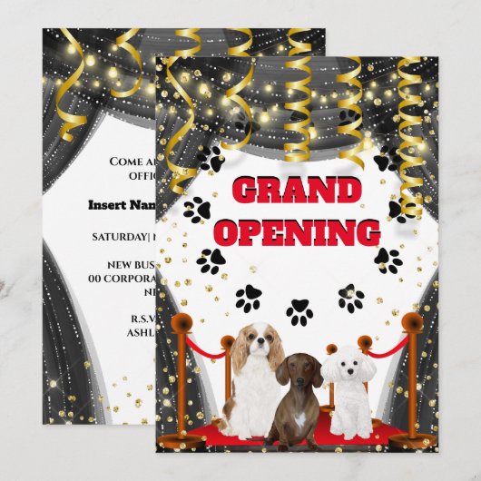 Dog grooming grand opening VIP red tappet Kaart (Voorkant / Achterkant)
