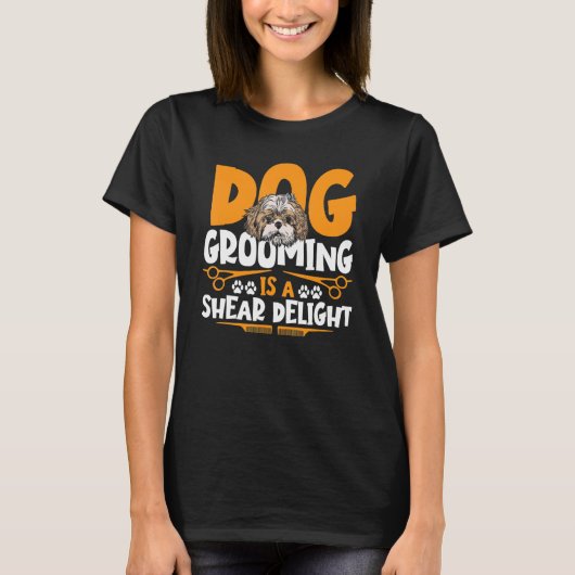Dog Grooming is een scheernig tandwiel T-shirt (Voorkant)
