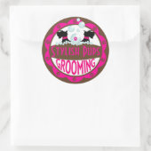Dog Grooming Logo Aanpassen met Jouw naam Ronde Sticker (Tas)