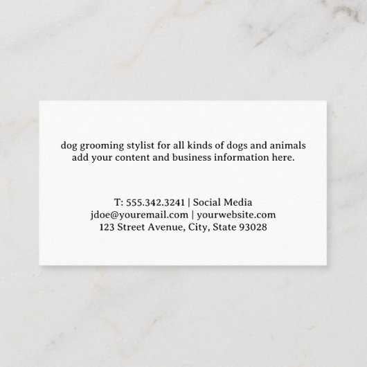 Dog Grooming Logo | Gelukkige puppy Visitekaartje (Achterkant)