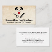 Dog Grooming Logo | Gelukkige puppy Visitekaartje (Voorkant / Achterkant)