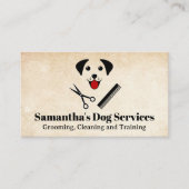 Dog Grooming Logo | Gelukkige puppy Visitekaartje (Voorkant)