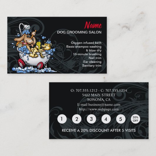 Dog grooming Loyalty Discount Visitekaartje (Voorkant / Achterkant)