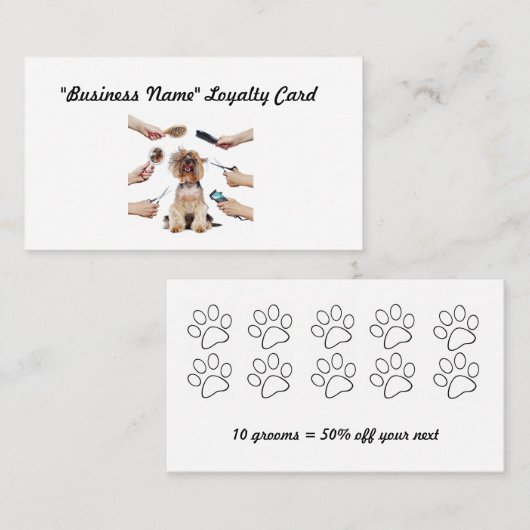 Dog Grooming Loyalty-kaart Klantenkaartje (Voorkant / Achterkant)