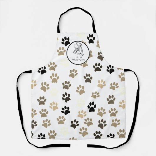 Dog Grooming Paw Pattern Schort (Voorkant)
