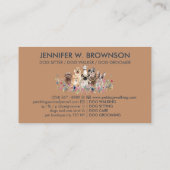 Dog Grooming Pet Service Flowers Simple Navy Visitekaartje (Achterkant)