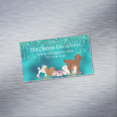 Dog Grooming Pet Sitting Glitter Robin's oegblauw Magnetisch Visitekaartje (Voorbeeld)