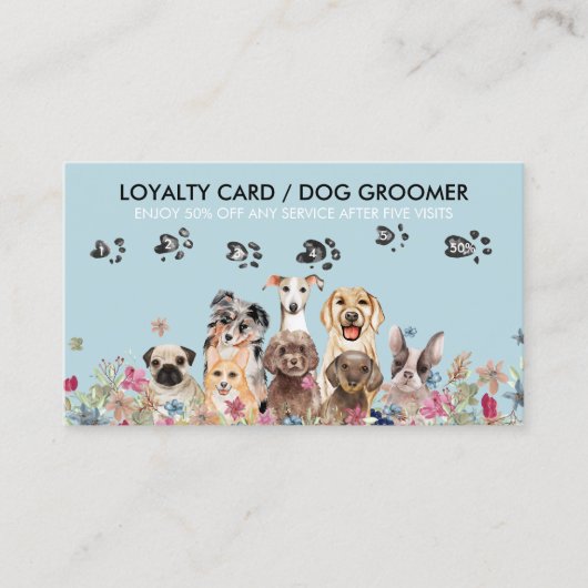 Dog Grooming Petsitter Sale Loyalty Paw punch Visitekaartje (Voorkant)