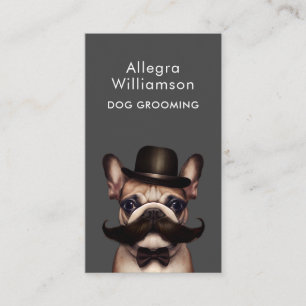 Dog Grooming QR code grappige Franse Bulldog Visitekaartje