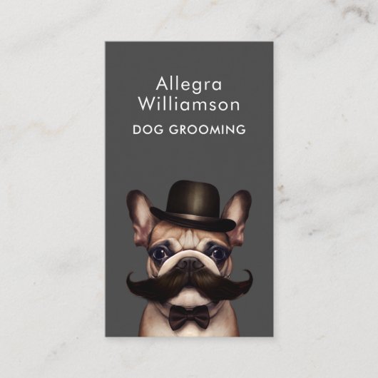 Dog Grooming QR code grappige Franse Bulldog Visitekaartje (Voorkant)