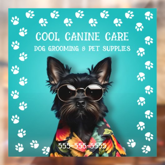 Dog Grooming Raamsticker (Vel 2)