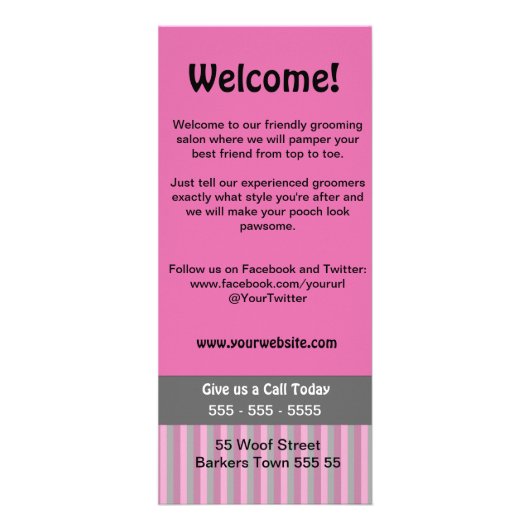 Dog Grooming Rack Kaart -  (2 zijkanten) (Achterkant)