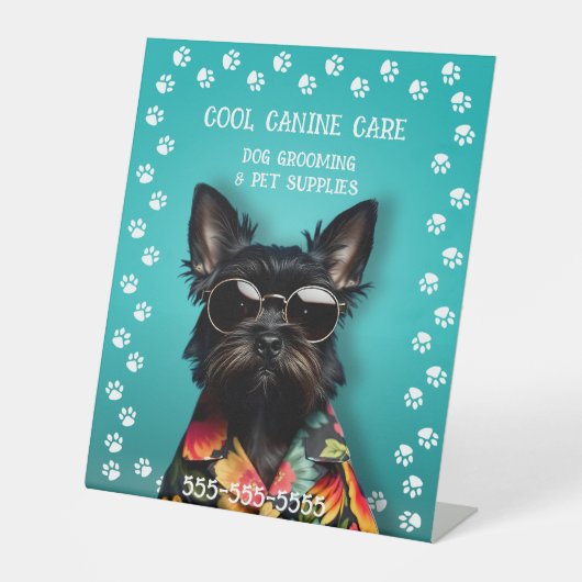 Dog Grooming Reclamebord Met Voetstuk (Voorkant)