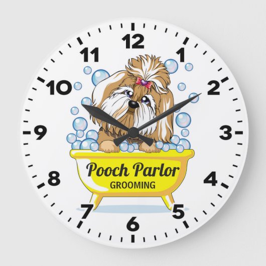 Dog Grooming Salon-Pet Groomer-Personalized Clock Grote Klok (Voorkant)