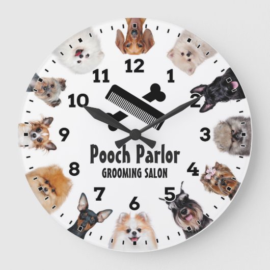 Dog Grooming Salon-Pet Groomer-Personalized Clock Grote Klok (Voorkant)