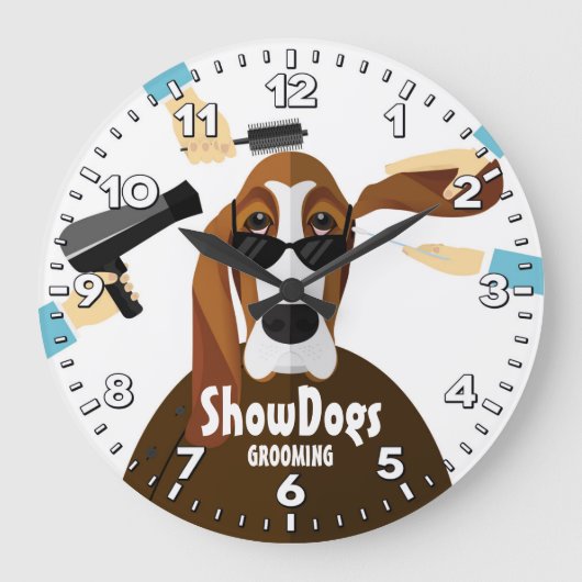 Dog Grooming Salon-Pet Groomer-Personalized Clock Grote Klok (Voorkant)