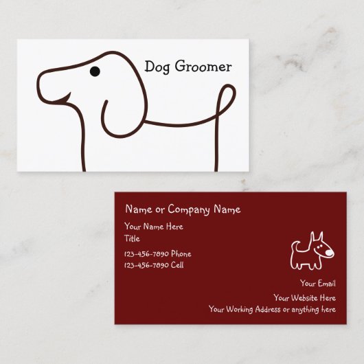 Dog Grooming Service Visitekaartjes (Voorkant / Achterkant)