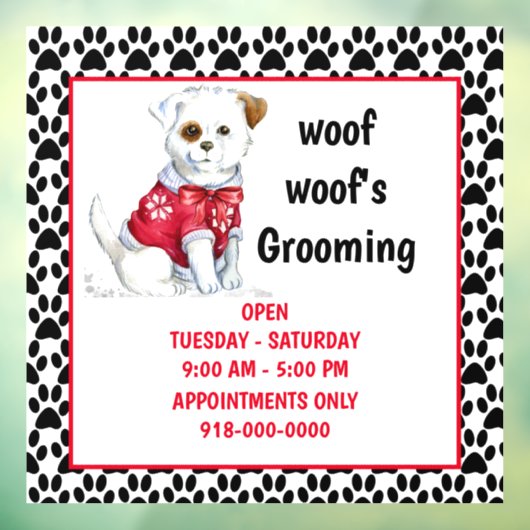Dog Grooming Services/Uren Storefront Raamsticker (Vel 3)
