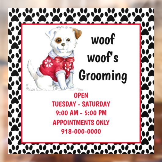 Dog Grooming Services/Uren Storefront Raamsticker (Vel 2)