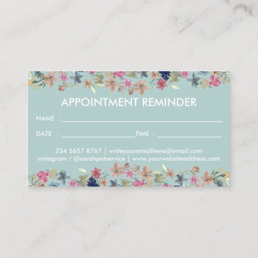 Dog Grooming Sitter Walker Appointment Greenery Visitekaartje (Achterkant)