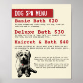Dog Grooming Spa Menu -  Poster (Voorkant)