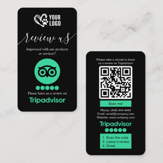 Dog Grooming TripAdvisor Review Vraag QR-code aan Visitekaartje (Voorkant / Achterkant)