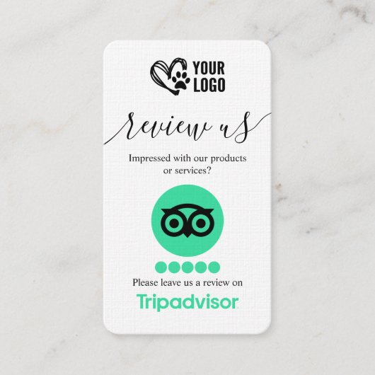 Dog Grooming TripAdvisor Review Vraag QR-code aan Visitekaartje (Voorkant)