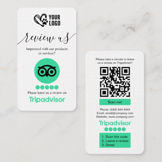 Dog Grooming TripAdvisor Review Vraag QR-code aan Visitekaartje (Voorkant / Achterkant)