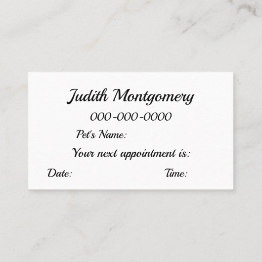 Dog Grooming Visitekaartje (Achterkant)