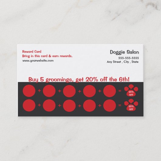 Dog Grooming Visitekaartje Loyalty Card (Voorkant)
