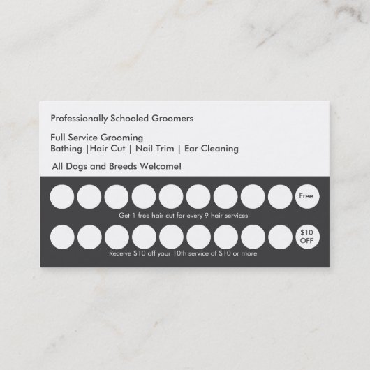Dog Grooming Visitekaartje Loyalty Card (Achterkant)