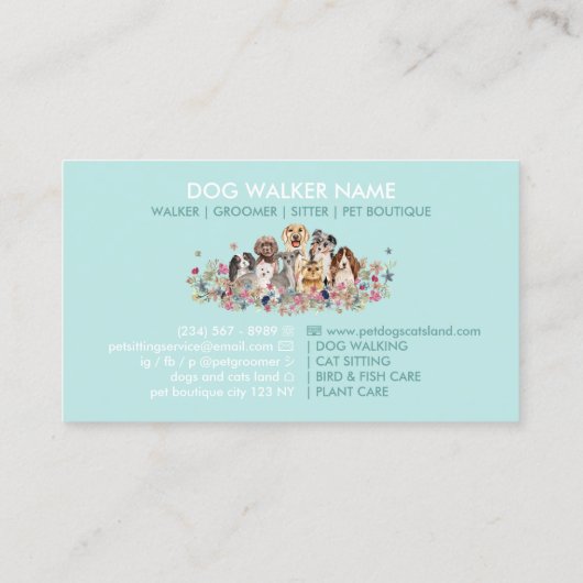Dog Grooming Waling Sitting Service Visitekaartje (Achterkant)