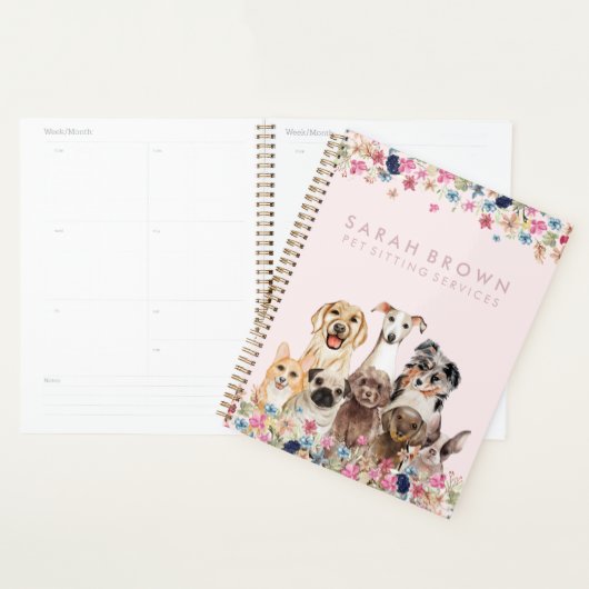 Dog Grooming Waling Small Pet Business Pink Planner (Display)