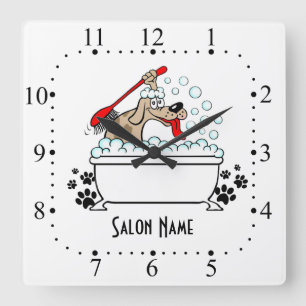 Dog grooming Wall Clock Vierkante Klok
