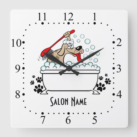 Dog grooming Wall Clock Vierkante Klok (Voorkant)