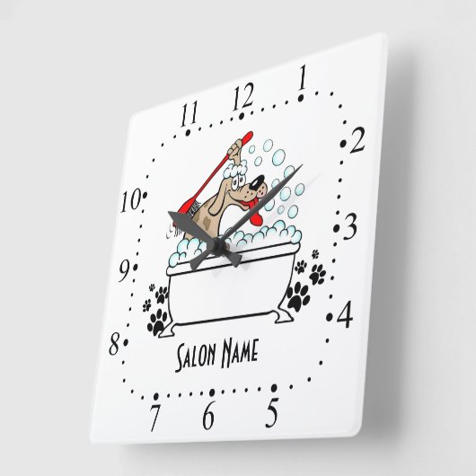 Dog grooming Wall Clock Vierkante Klok (Hoek)