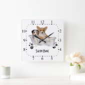 Dog grooming Wall Clock Vierkante Klok (Huis)