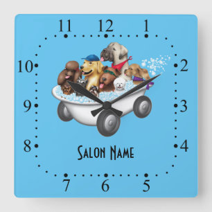Dog grooming Wall Clock Vierkante Klok