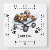 Dog grooming Wall Clock Vierkante Klok (Voorkant)