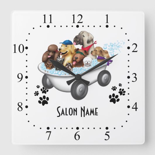 Dog grooming Wall Clock Vierkante Klok (Voorkant)