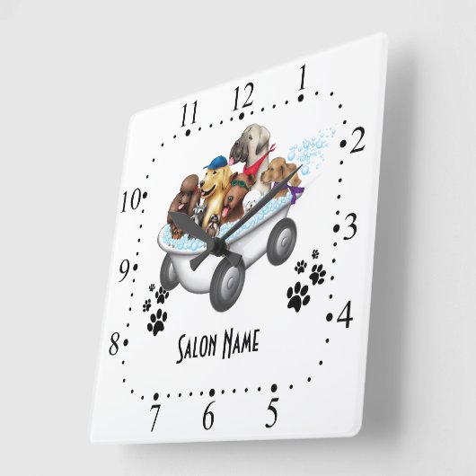 Dog grooming Wall Clock Vierkante Klok (Hoek)