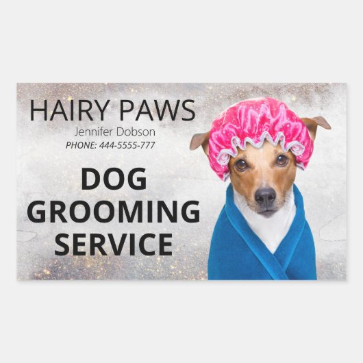 Dog Grooming Waterverf Business Sticker (Voorkant)