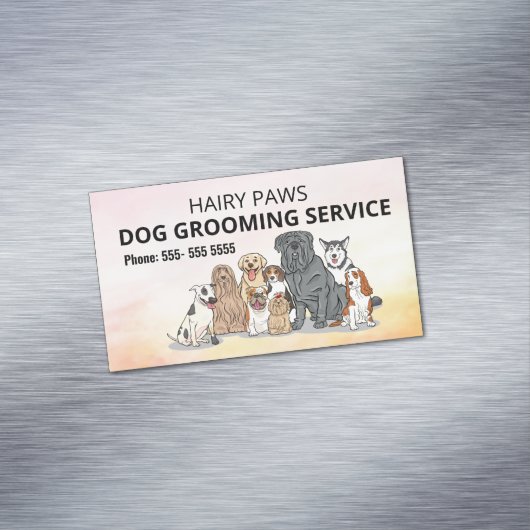 Dog Grooming Waterverf Magnetisch Visitekaartje (Voorbeeld)