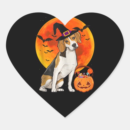 Dog Halloween Beagle Jack O Lantern Pumpkin Tank Hart Sticker (Voorkant)