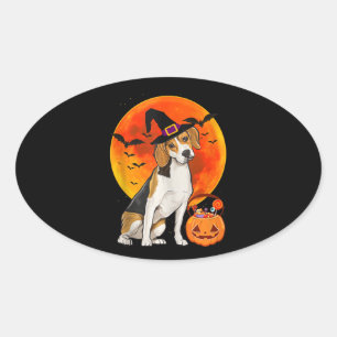 Dog Halloween Beagle Jack O Lantern Pumpkin Tank Ovale Sticker