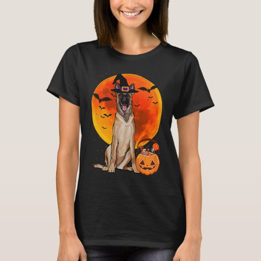 Dog Halloween Belgian Malinoi Jack O Lantern Pumpk T-shirt (Voorkant)