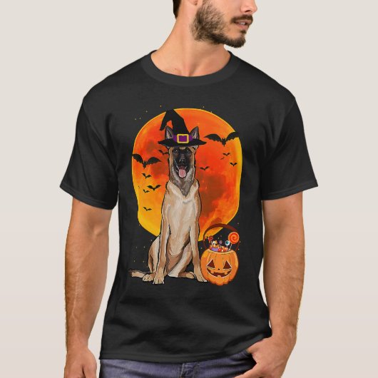 Dog Halloween Belgian Malinoi Jack O Lantern Pumpk T-shirt (Voorkant)
