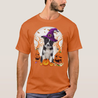 Dog Halloween Border Collie Dog Jack O Lantern Pum T-shirt