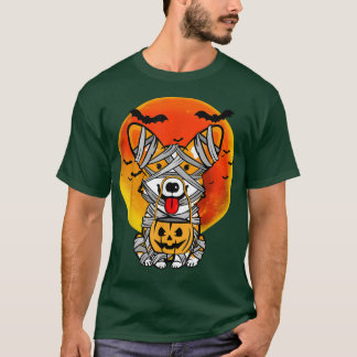 Dog Halloween Costume Welsh Corgi Mummy Pumpkin Co T-shirt